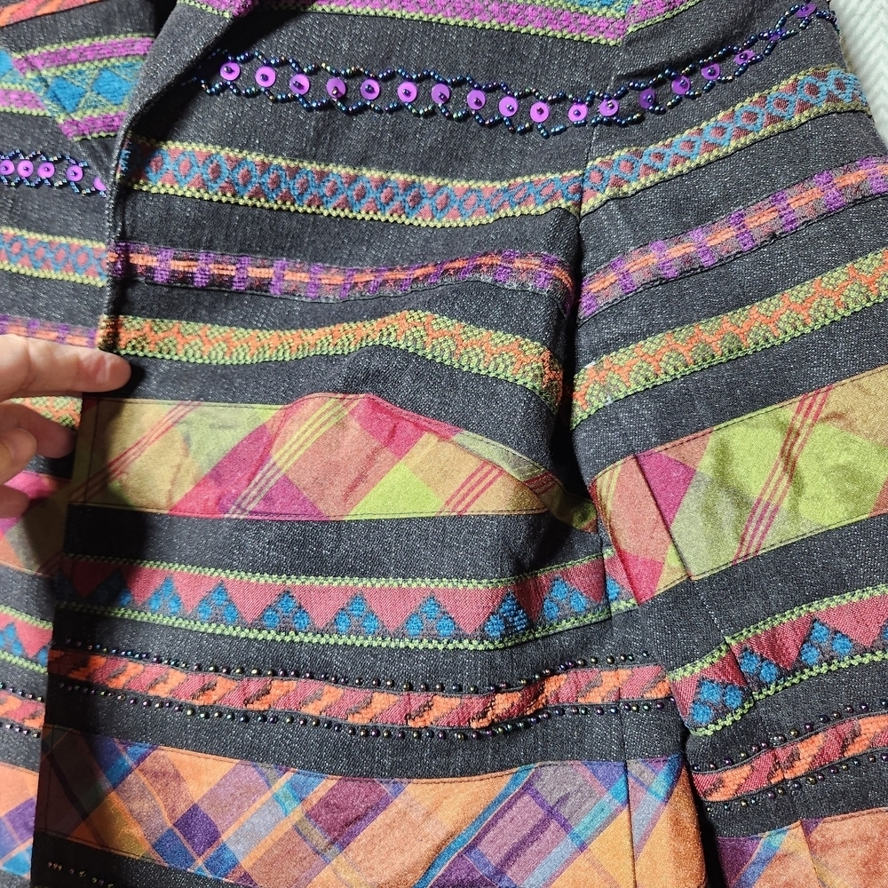 Coldwater Creek Womens Petite 4 Colorful Patterned Beaded Sequin Jacket Denim - Picture 12 of 12